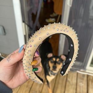 Taupe Crystal Padded Lele Sadoughi Headband